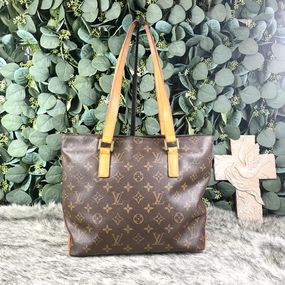 VTG Louis Vuitton Cabas Piano Monogram Hand Tote Bag Coated Canvas, Vachetta